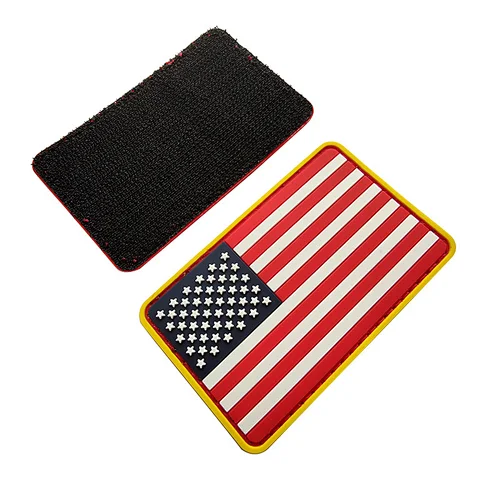 Shoulder emblem rubber label Badge Velcro Army Military Tactical Hook velcro Patch Cloth Stickers 3D PVC Flag