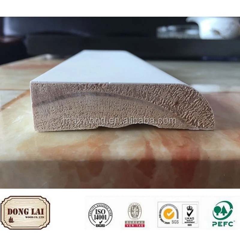 White coated pinus sylvestris waterproof baseboard