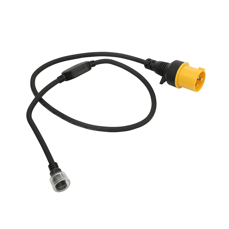 CEE 16A Yellow 3p IP44 Industrial Plug Power cord Rectifier for AC LED Strip Light with male female connector 1.5M rubber cable