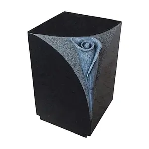 Wholesale cheap price black granite urn with flower carving