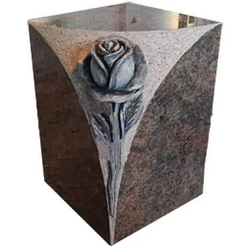 Himalaya Blue granite urn with flower carving wholesale form china factory