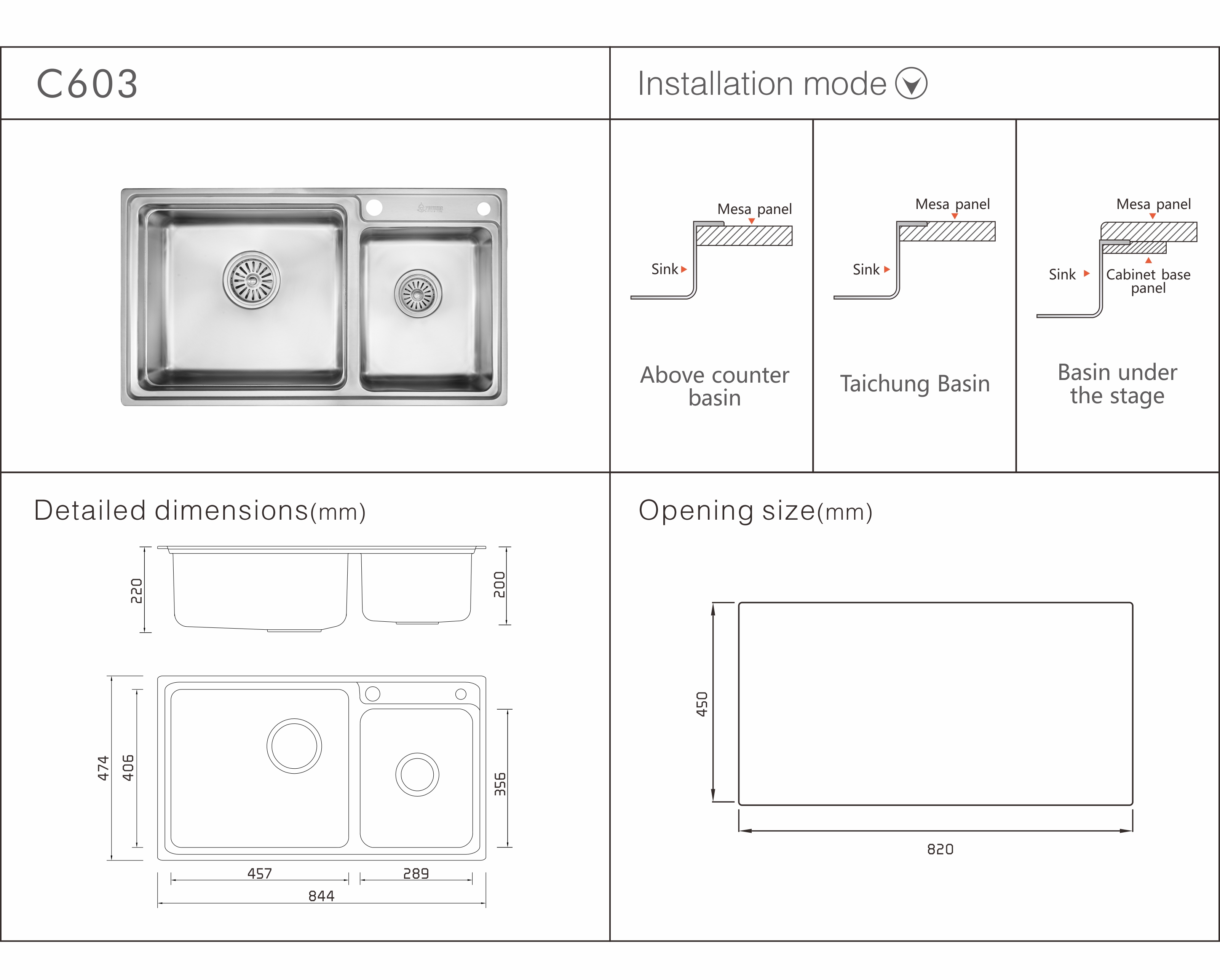 Classic Double Kitchen Sink 304 stainless steel Prussia Sink C603