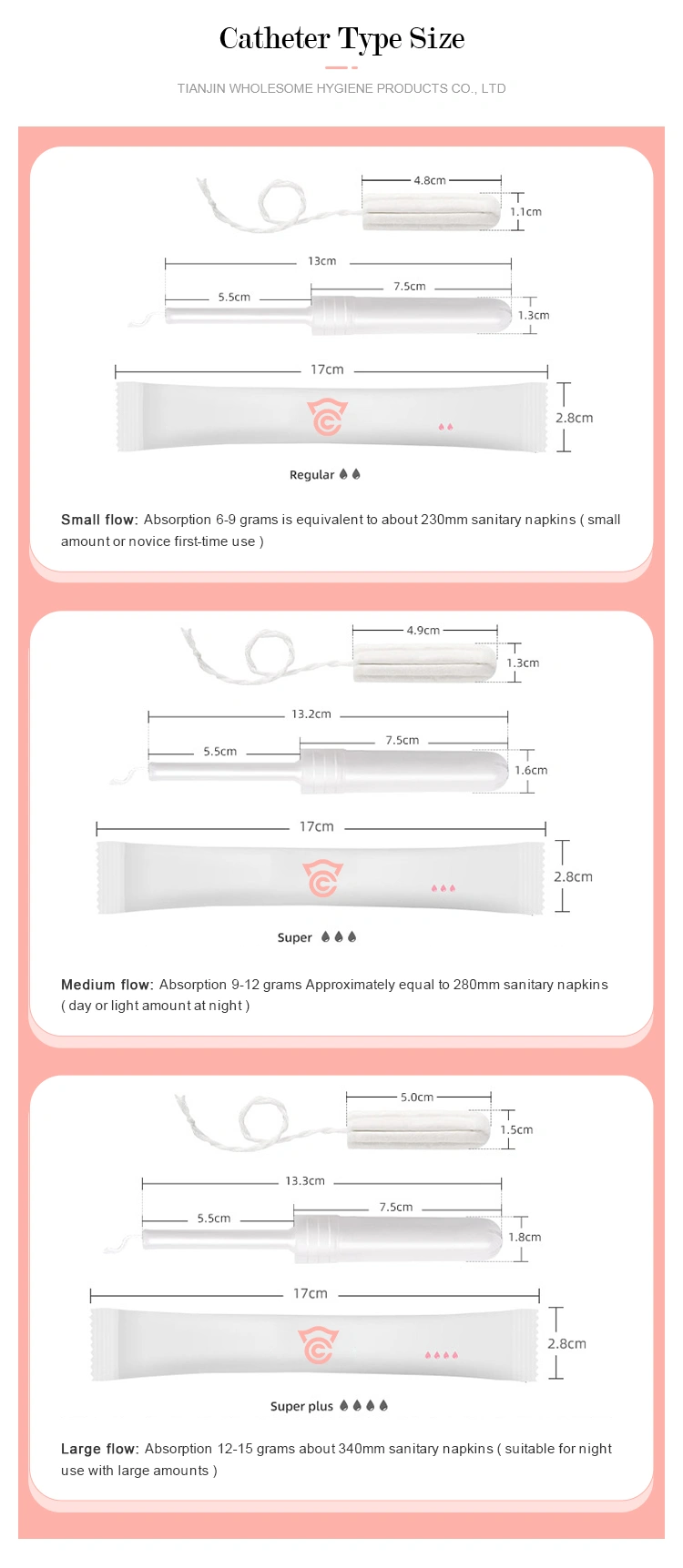 biodegradable Tampon size picture