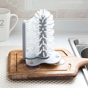 Water Bottle Cleaning Brush Glass Cup Washer with Suction Base Bristle Brush for Red Wine Glass Kitchen Sink Home Tools