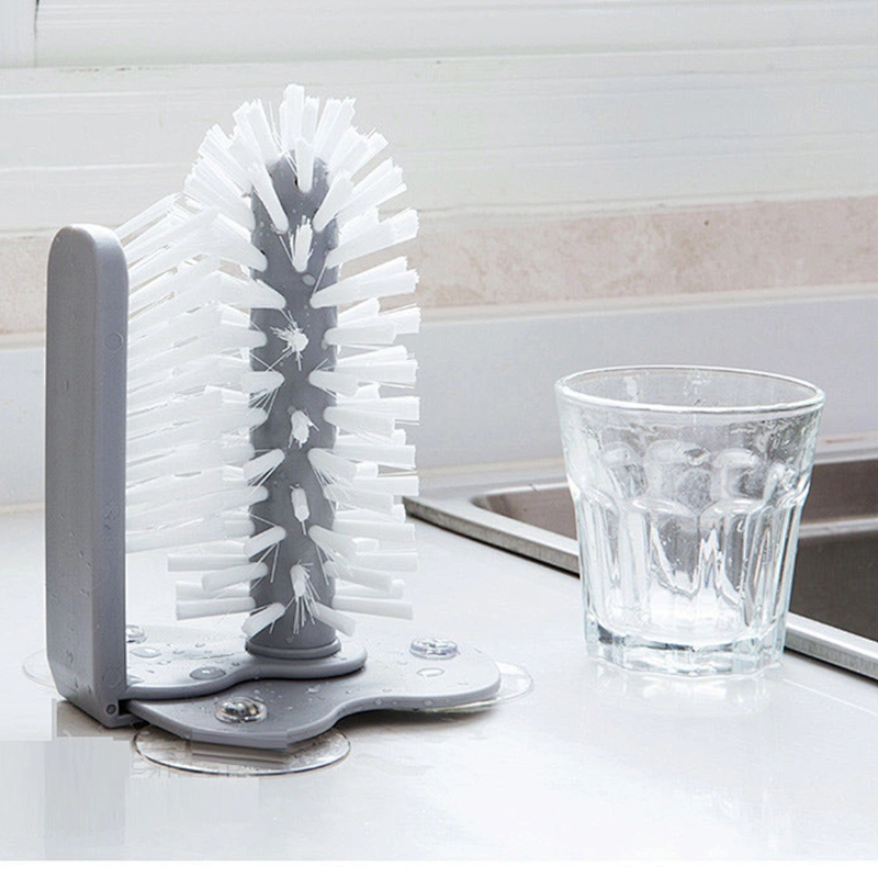 Water Bottle Cleaning Brush Glass Cup Washer with Suction Base Bristle Brush for Red Wine Glass Kitchen Sink Home Tools