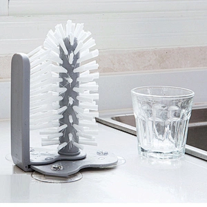 Water Bottle Cleaning Brush Glass Cup Washer with Suction Base Bristle Brush for Red Wine Glass Kitchen Sink Home Tools
