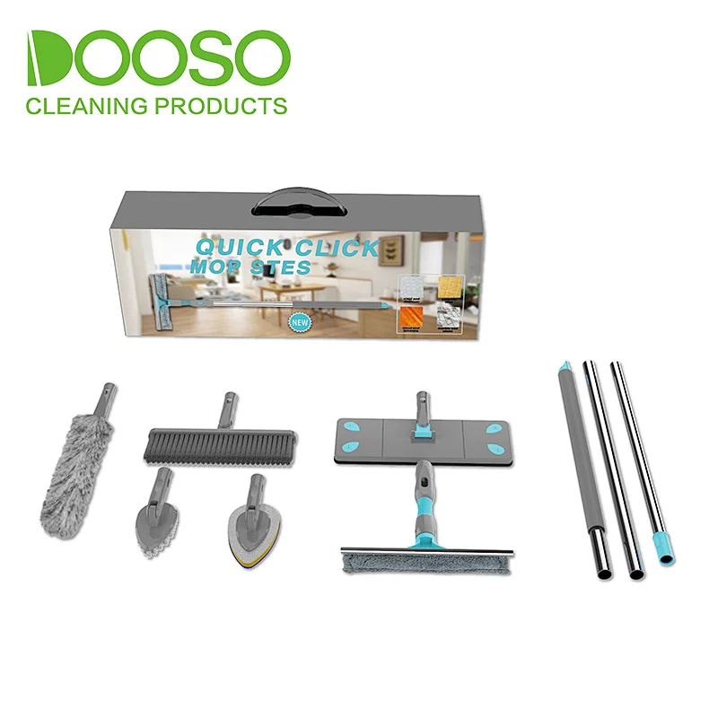 DOOSO 7 In 1  Long Handle Duster& Window Wiper &Broom& Flat Mop &Scrub Sponge household  Smart Cleaning Tool