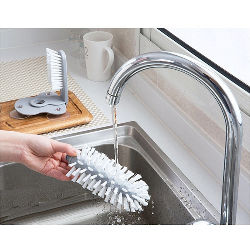 Water Bottle Cleaning Brush Glass Cup Washer with Suction Base Bristle Brush for Red Wine Glass Kitchen Sink Home Tools
