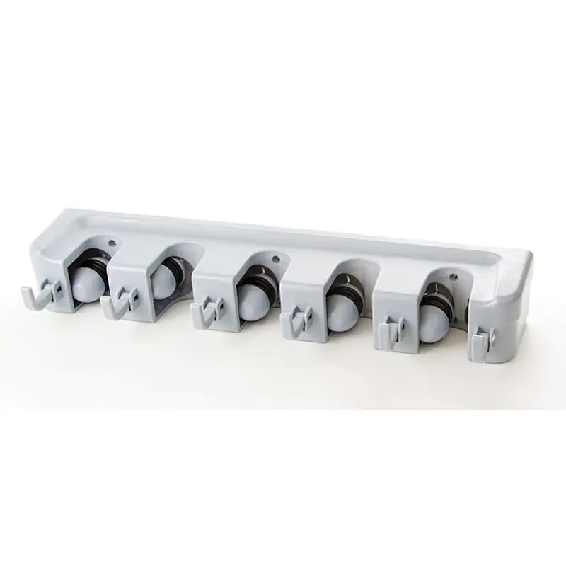 Wall mounted Mop handle and broom holder with 6 Hooks