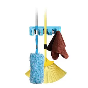 Multipurpose mop holder 3 broom position with 4hooks