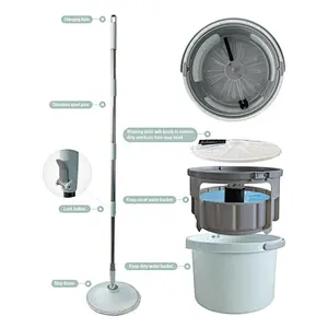 new 360 degree microfiber spin mop with separate of clean water and dirty water