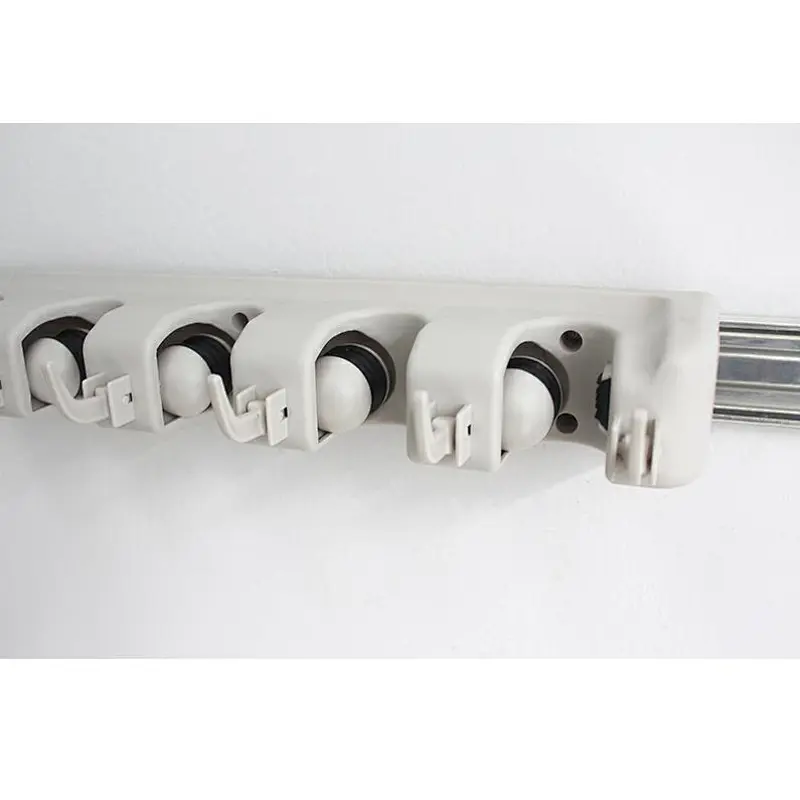 New Hanger Hooks Multipurpose Mop Holder storage holder 5 positions with 6 hooks on sliding rail