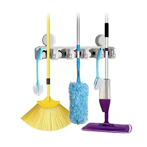 Wall absorption mop holder with suction cup