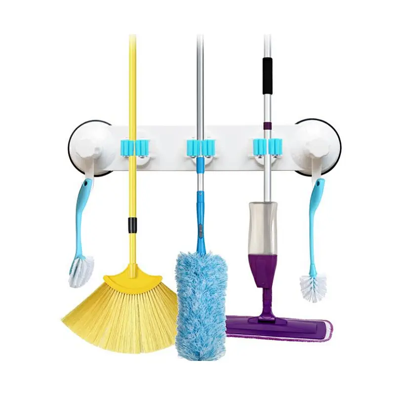 Bathroom Shelf Bathroom Suction Cup mop Holder Hook Towel Rack Wall Punch-Free mop Rack Wall-Mounted mop Rack