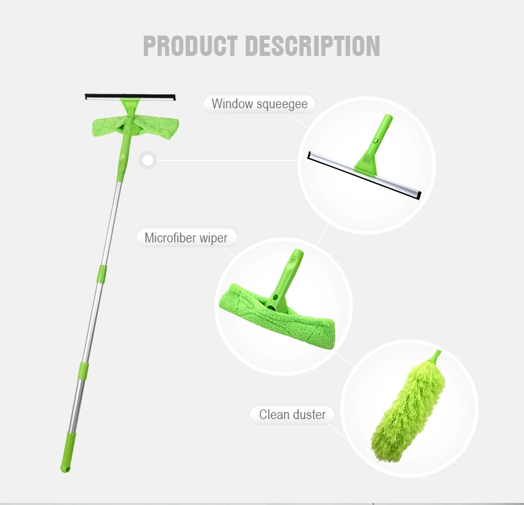 Double used Window Squeegee and Cleaning Duster Kit