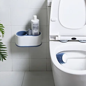 TPR & Antibacterial Bristles Bathroom Cleaning toilet Brush Kit-White