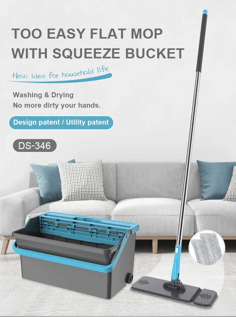 New design flat mop with squeeze bucket for floor cleaning