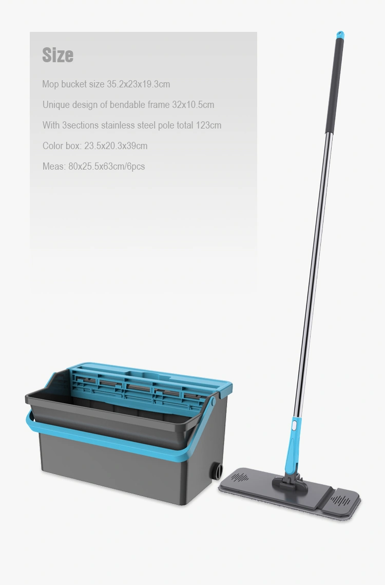 New design flat mop with squeeze bucket for floor cleaning