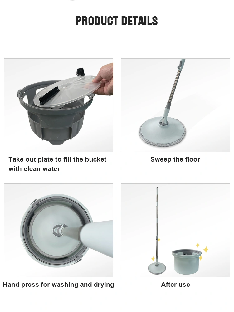 Home cleaning magic 360 degree  spin mop and bucket set  with separate of clean water and dirty water
