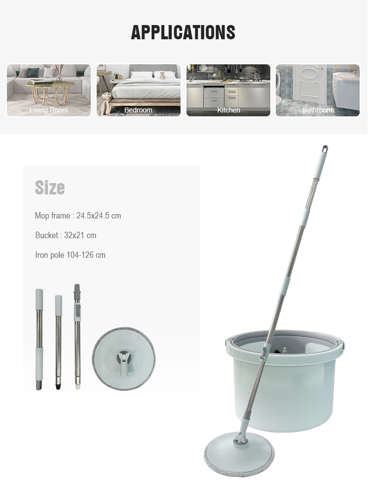 Home cleaning magic 360 degree  spin mop and bucket set  with separate of clean water and dirty water