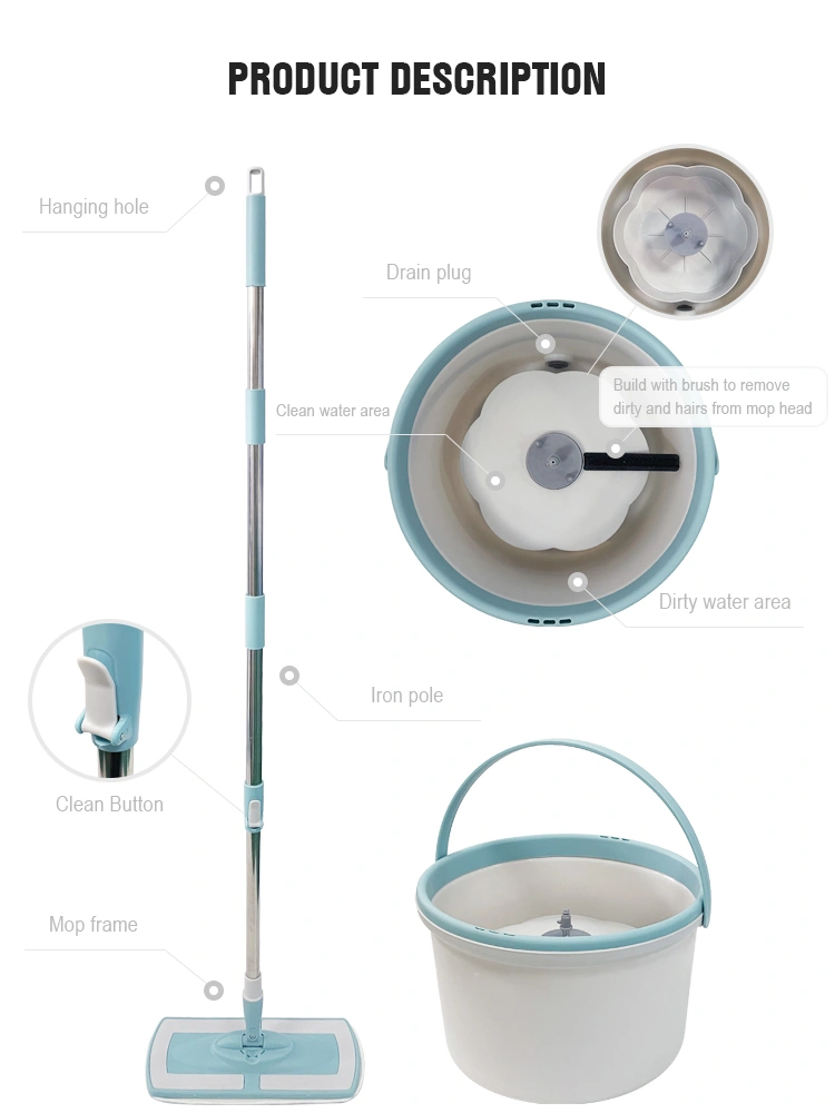 360 degree microfiber magic spin flat mop and bucket set