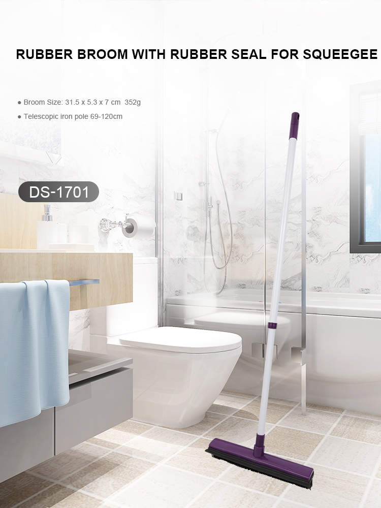 Hot sales multi-use Cleaning Floor Push rubber broom with Squeegee telescopic handle broom