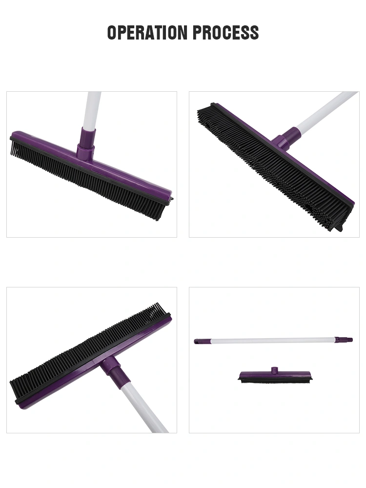 Hot sales multi-use Cleaning Floor Push rubber broom with Squeegee telescopic handle broom
