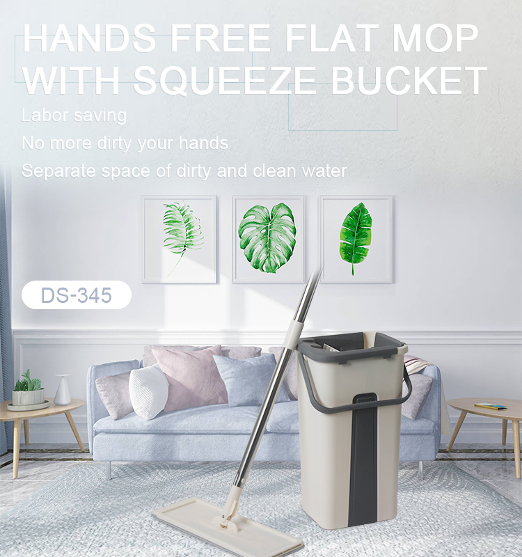 Autoclean Flat Mop Wet And Dry Separate Squeege Mop Hand Free Wash Mop And Bucket