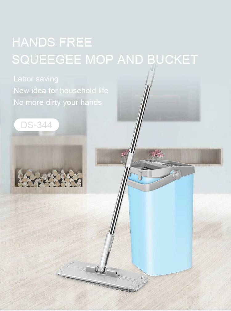 flat squeeze mop and bucket hand-free wringing floor cleaning mop wet or dry usage magic mop