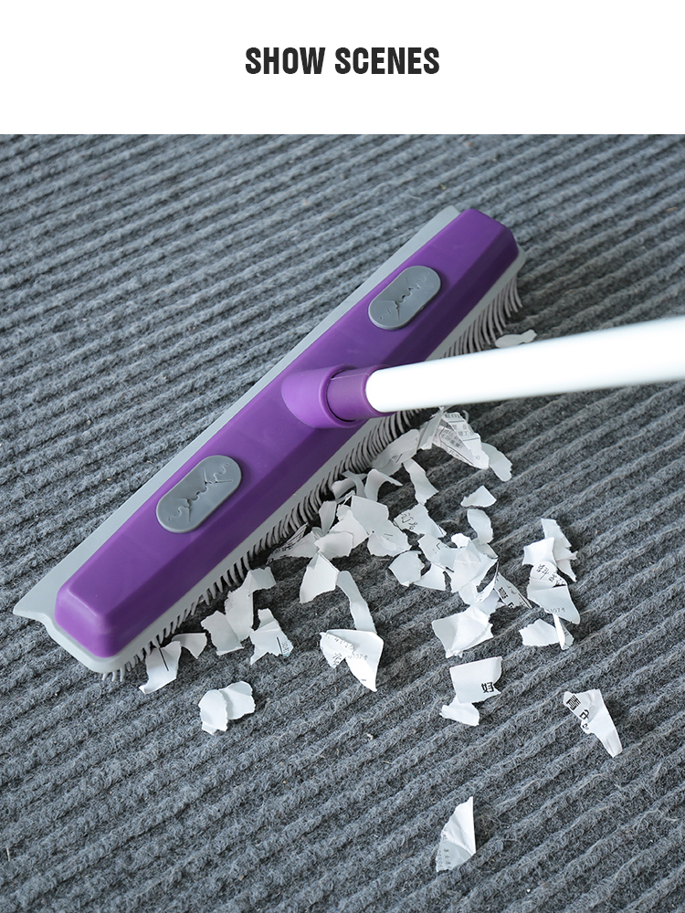 Multi-use pet carpet hair remover Soft Rubber Broom and Squeegee with Telescopic Handle