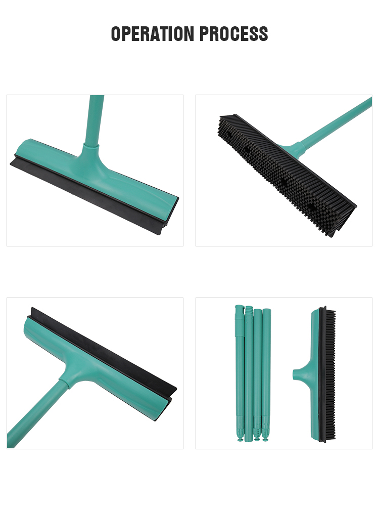 rubber broom with Squeegee pet hair removal tool magic broom