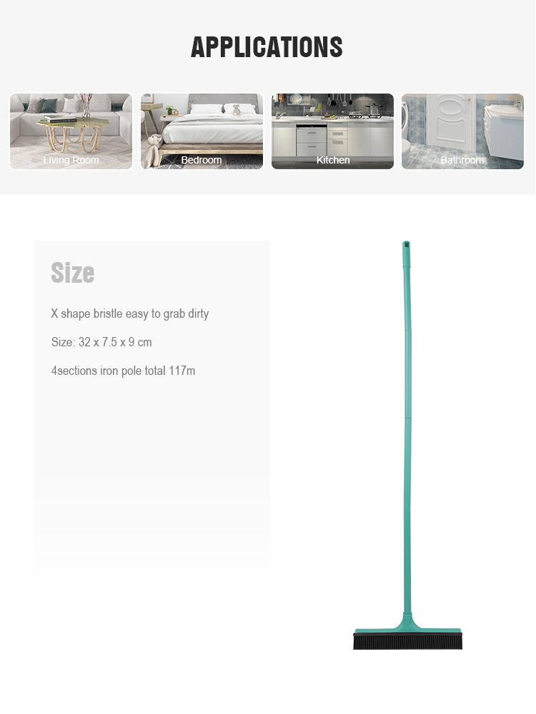 rubber broom with Squeegee pet hair removal tool magic broom