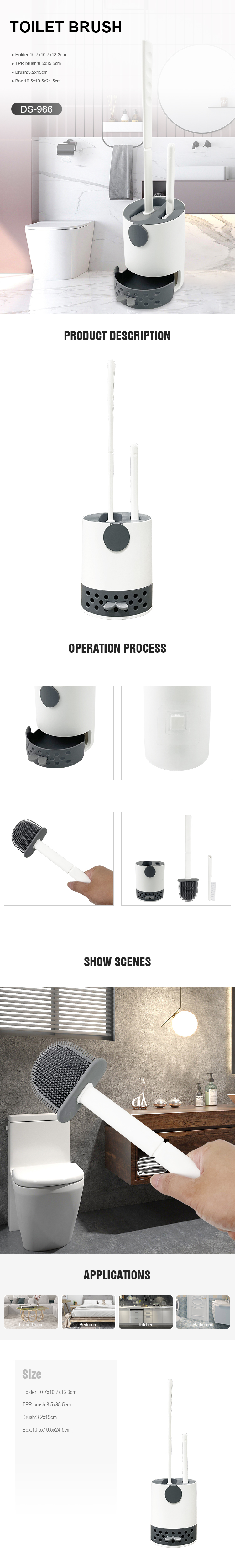 Wall Mounted TPR Toilet Brush and Holder Set for Household Bathroom cleaning