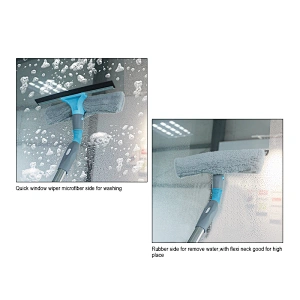 2 in 1 Window Cleaning Tool Squeegee Window cleaner  with bendable Head for Indoor Outdoor High Windows cleaning
