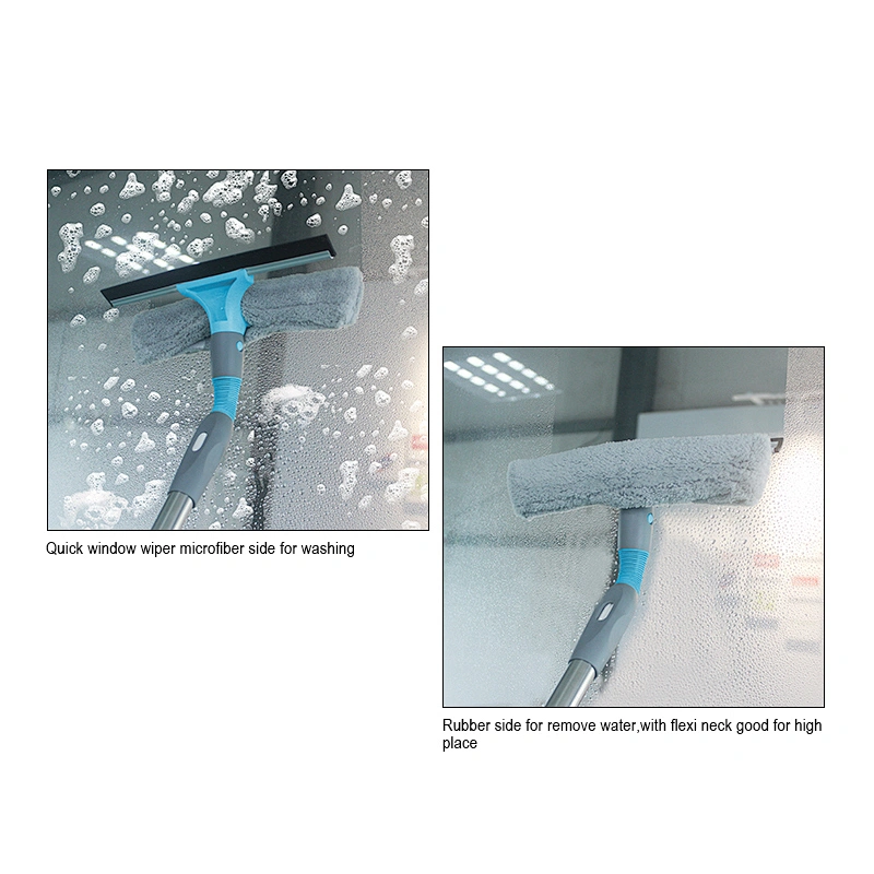 2 in 1 Window Cleaning Tool Squeegee Window cleaner  with bendable Head for Indoor Outdoor High Windows cleaning