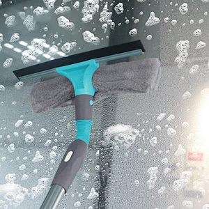2 in 1 Window Cleaning Tool Squeegee Window Cleaner with Bendable Head for Indoor Outdoor High Windows Cleaning