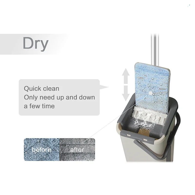 Autoclean Flat Mop Wet And Dry Separate Squeege Mop Hand Free Wash Mop And Bucket