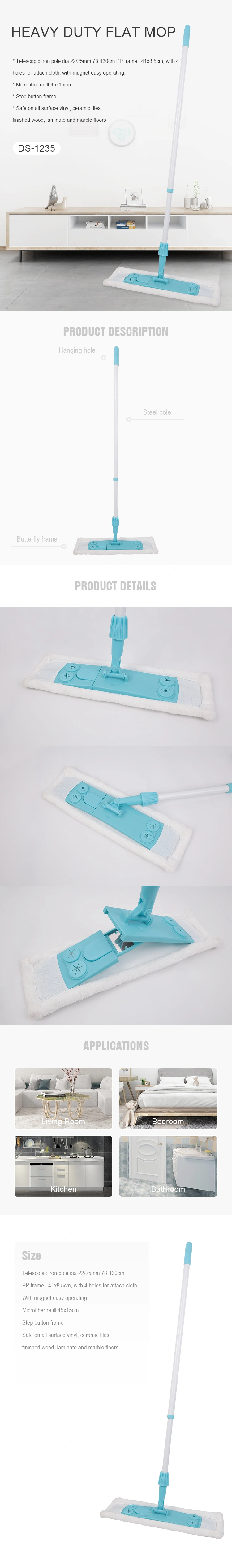 High Quality Hand Free Washing Mop Microfiber Flat Mop for Home Floor Cleaning
