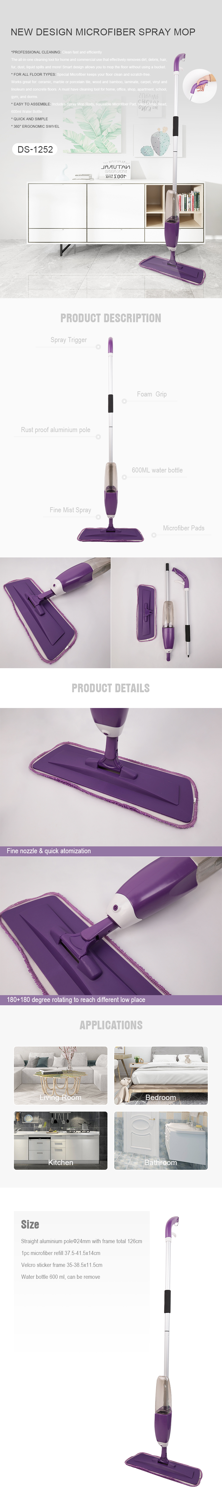 Professional Deluxe Microfiber Floor Magic Spray Mop Easy to Reach Corner Clever Mop