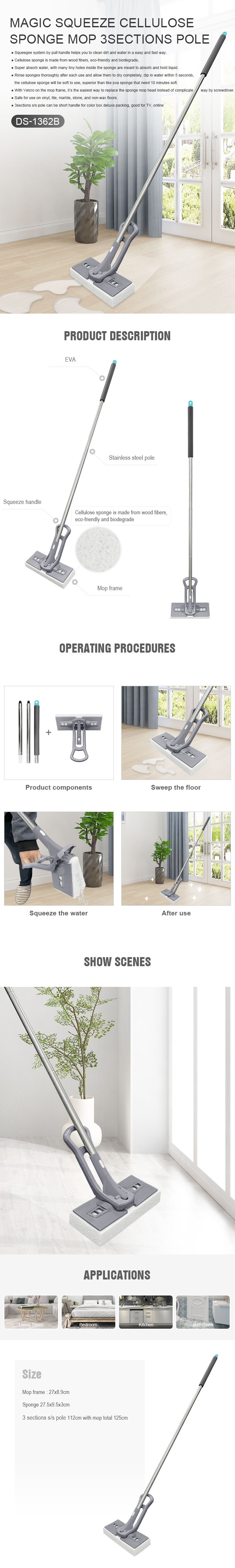 household cleaning product New design magic squeeze sponge mop for floor cleaning