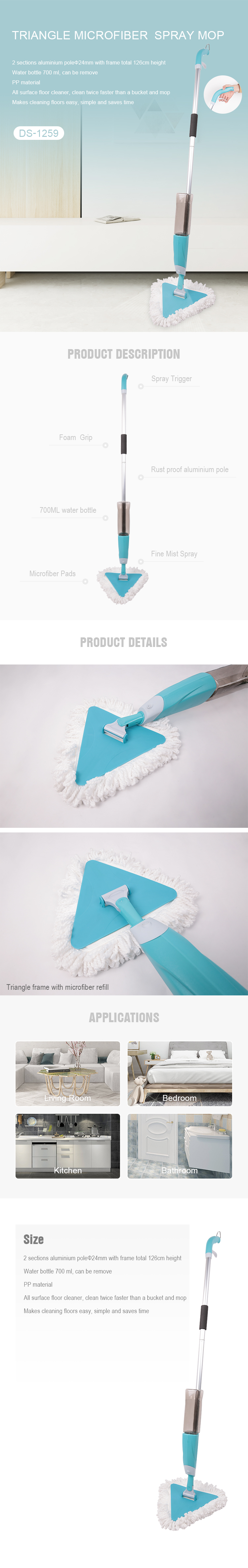 Magic Triangular mop head  Professional Microfiber easy Spray  Mop for houseload floor cleaning
