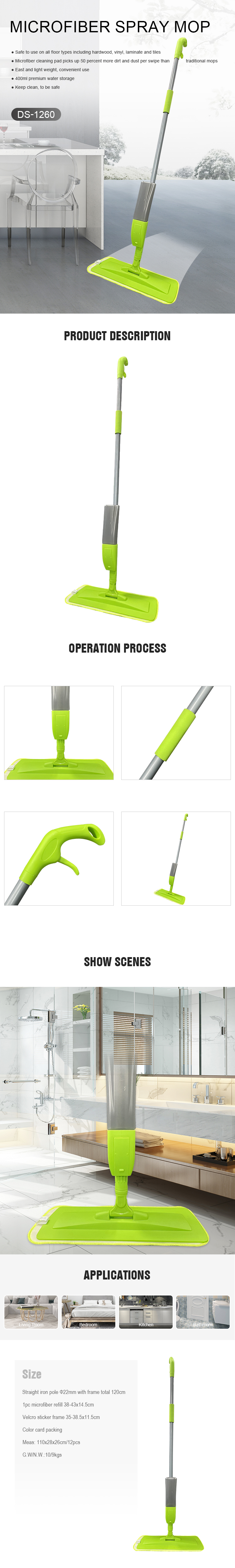 High quality healthy Microfiber Floor Spray Dust Flat Magic Mop for Floor Home Kitchen Cleaning Kit