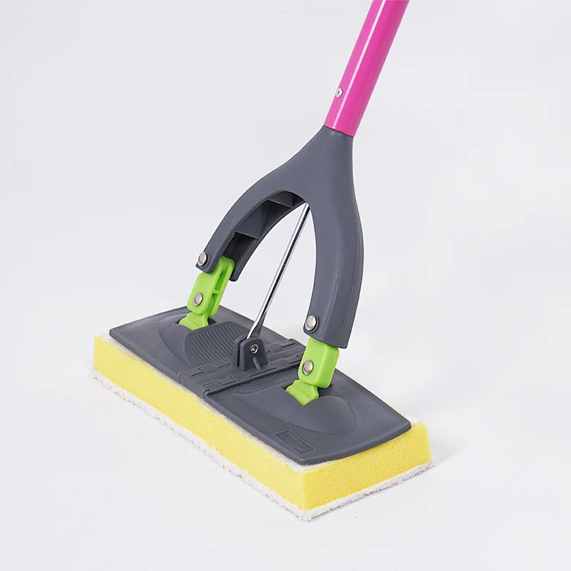 Butterfly squeegee sponge mop with telescopic  Iron pole coated
