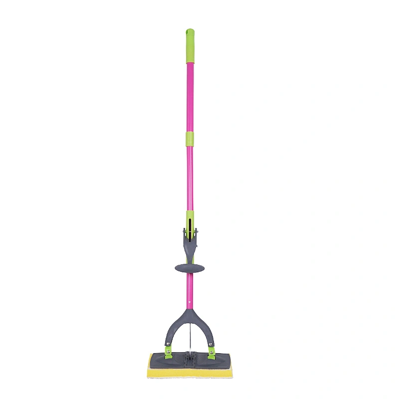 Butterfly squeegee sponge mop with telescopic Iron pole coated