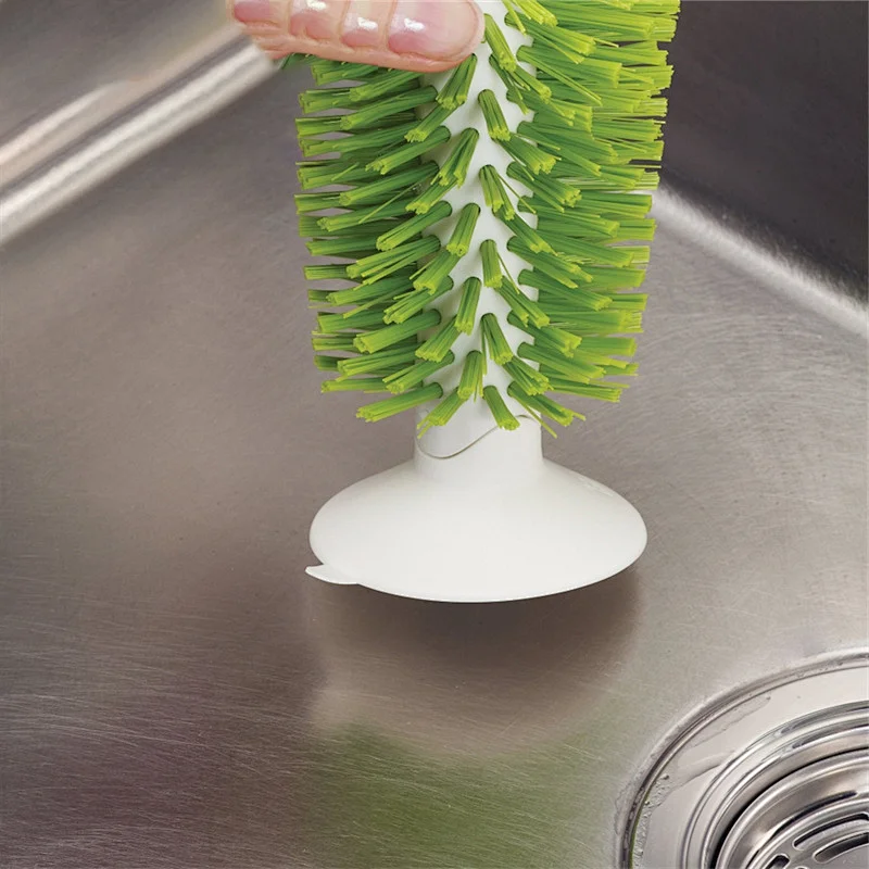 Water Bottle Cleaning Brush Glass Cup Washer with Suction Base Bristle Brush for Red Wine Glass Kitchen Sink Home Tools
