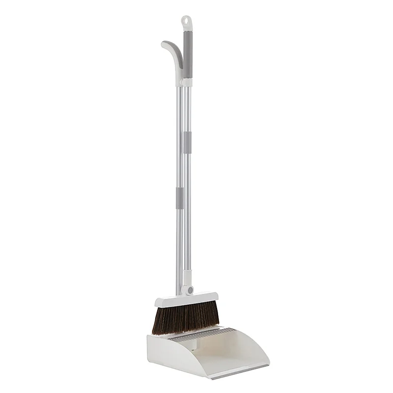 Broom and Dustpan Set, Broom Dustpan with Long Handle Set for Office and Home Standing Upright Sweep Use