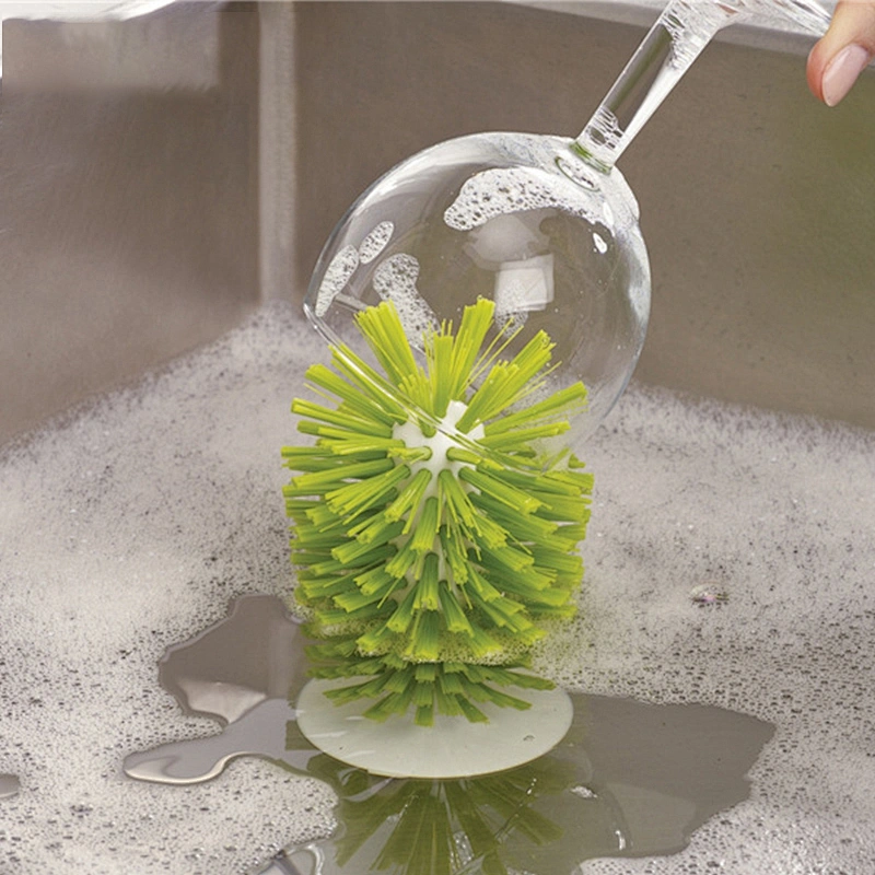 Water Bottle Cleaning Brush Glass Cup Washer with Suction Base Bristle Brush for Red Wine Glass Kitchen Sink Home Tools