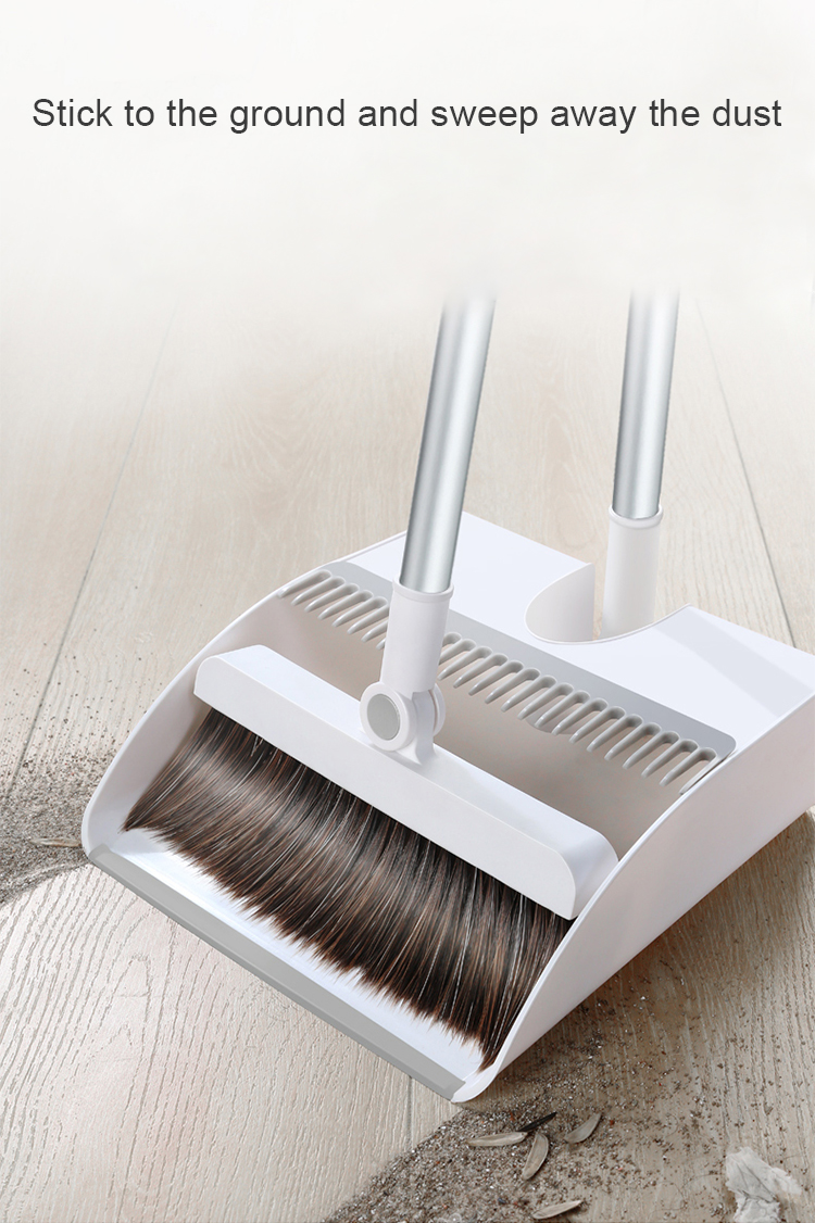 Broom and Dustpan Set, Broom Dustpan with Long Handle Set for Office and Home Standing Upright Sweep Use