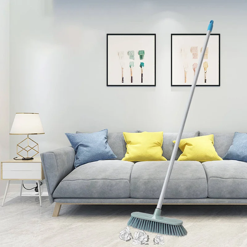 Push Broom Indoor Outdoor Rough Surface Floor Scrub Brush Long Handle Stainless Steel, for Cleaning Bathroom Kitchen Patio