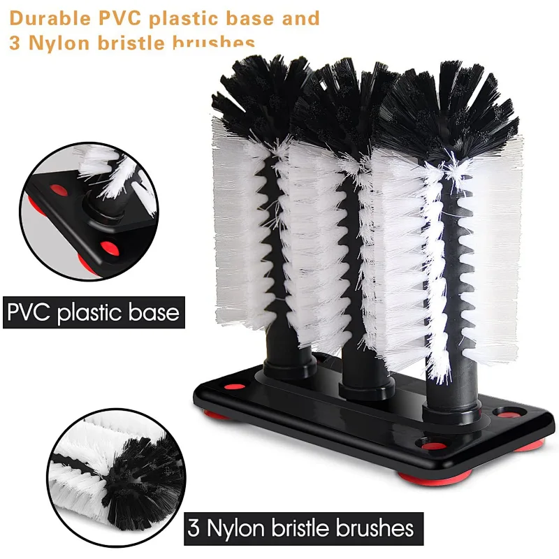 2022 Best Selling Product Cleaning Brush Glass Cup Washer Brush Cleaner - 3 Brushes Per Base